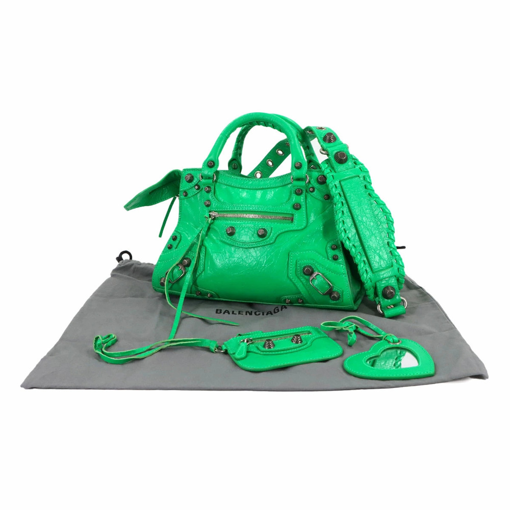 Balenciaga Neo Cagole XS Hand Shoulder Bag Leather Vivid Green - Picture 2 of 8